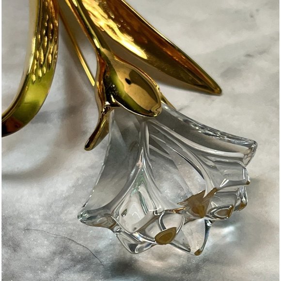 Swarovski Crystal Memories Lily Brooch Flower Pin Gold Tone Swan Signed - Picture 6 of 8